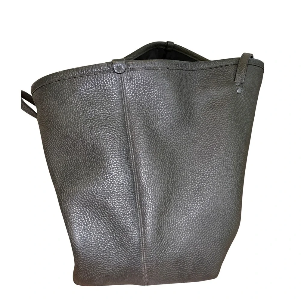 Coach Avenue Soft Tote Pebbled Leather Dark Olive Green/Gray Large Shoulder Bag